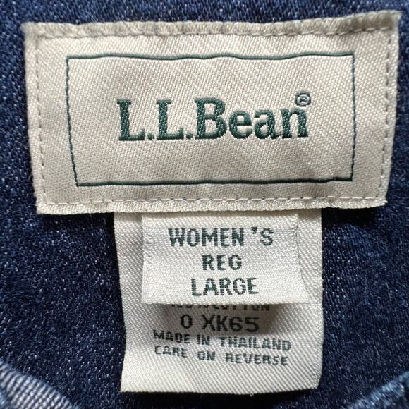 LL Bean Vintage Jean Jacket Women L Blue Denim Pockets Trucker Classic Retro 90s - Picture 12 of 15